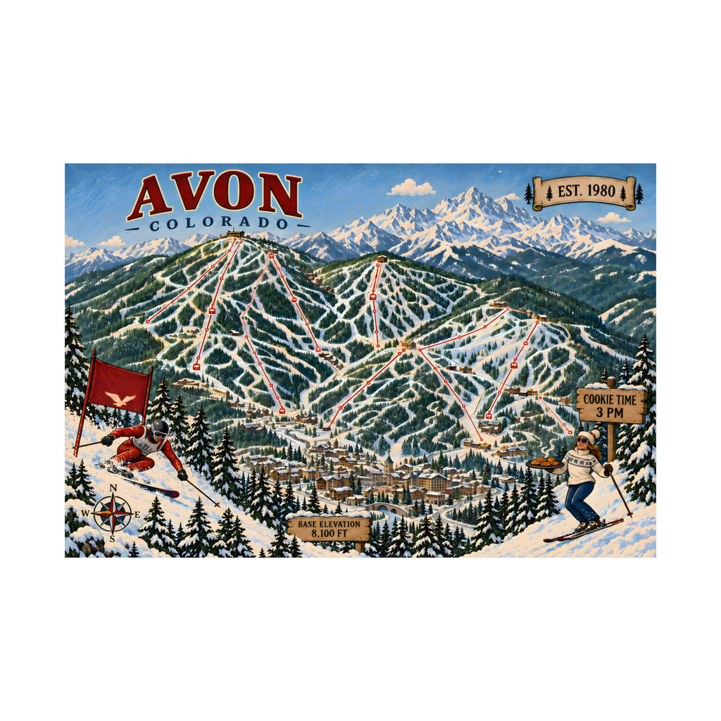 Avon/Beaver Creek Colorado Ski Map Poster