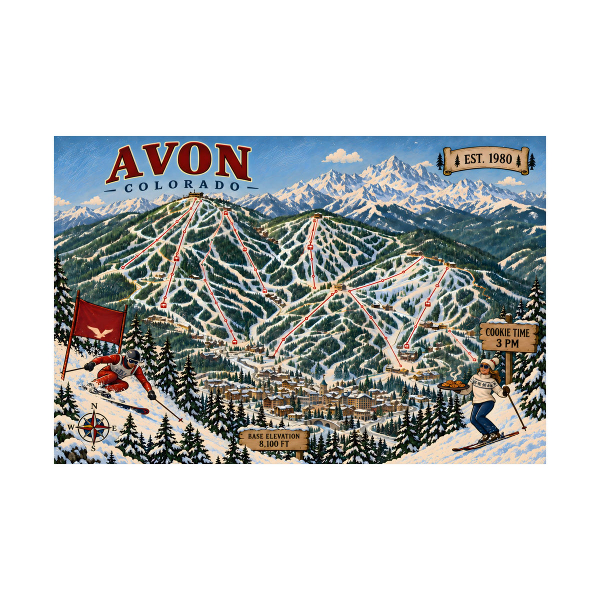 Avon/Beaver Creek Colorado Ski Map Poster